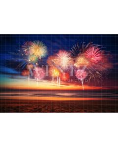 Photographic Background in Fabric New Years at the Beach / Backdrop 4999