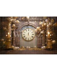 Photographic Background in Fabric Gold Clock / Backdrop 5002