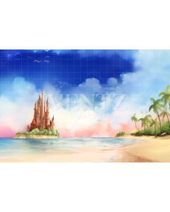 Photographic Background in Fabric Castle in the Beach / Backdrop 5007