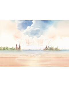 Photographic Background in Fabric Watercolor Beach / Backdrop 5008