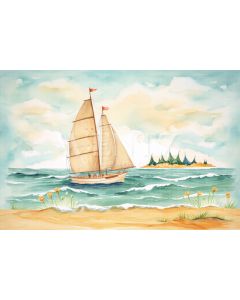 Photographic Background in Fabric Sailboat on the Sea / Backdrop 5009