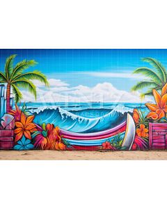 Photographic Background in Fabric Graffiti Beach / Backdrop 5013