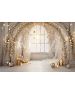 Photographic Background in Fabric White and Gold New Years Set / Backdrop 5027