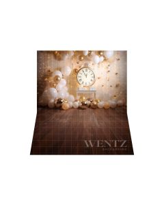 Photographic Background in Fabric Clock and Balloons / Backdrop 5034