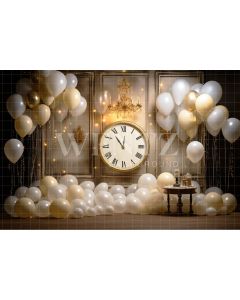 Photographic Background in Fabric Clock and Balloons / Backdrop 5036
