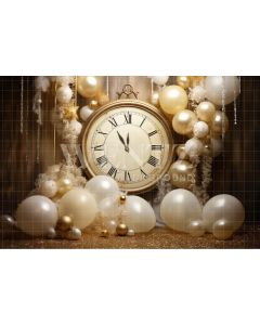 Photographic Background in Fabric Clock and Balloons / Backdrop 5037