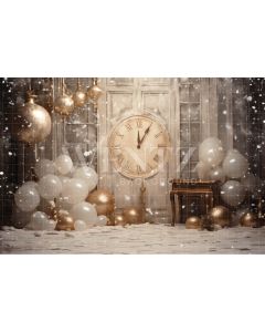 Photographic Background in Fabric New Years Set with Clock / Backdrop 5052