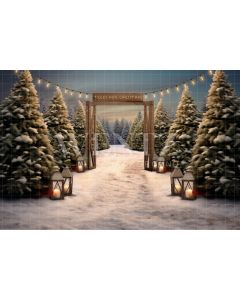 Photographic Background in Fabric Christmas Fir Trees / Backdrop 5059