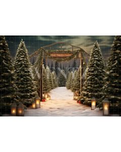 Photographic Background in Fabric Christmas Fir Trees / Backdrop 5060