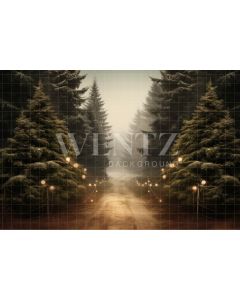 Photographic Background in Fabric Organic Christmas Pine Trees / Backdrop 5072