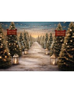Photographic Background in Fabric Organic Christmas Pine Trees / Backdrop 5073