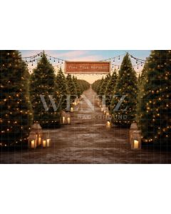 Photographic Background in Fabric Pine Tree Harvest / Backdrop 5074