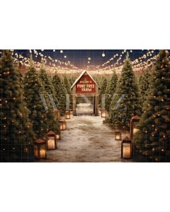 Photographic Background in Fabric Pine Tree Harvest / Backdrop 5075