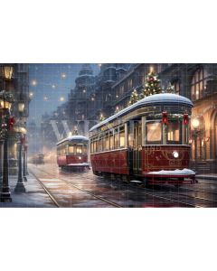 Photographic Background in Fabric Christmas Tram / Backdrop 5076