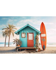 Photography Background in Fabric Little House on the Beach / Backdrop 5101