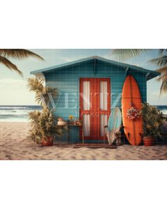 Photographic Background in Fabric Beach House / Backdrop 5114