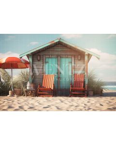 Photographic Background in Fabric Beach Hut / Backdrop 5126