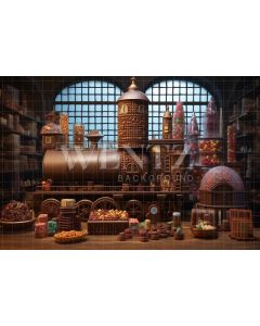Photography Background in Fabric Chocolate Factory / Backdrop 5294