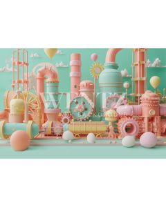 Photography Background in Fabric Chocolate Factory / Backdrop 5393