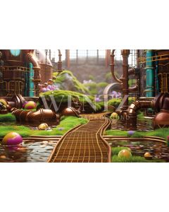 Photography Background in Fabric Chocolate Factory / Backdrop 5395