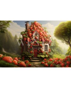 Photographic Background in Fabric House with Strawberries / Backdrop 5896