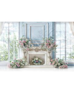Photography Background in Fabric Mother's Day 2024 with Fireplace / Backdrop 5906