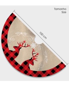 Christmas Tree Skirt Plaid Reindeer / WSA06