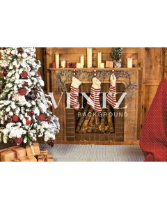 Photography Background in Fabric Fireplace Boots Christmas / Backdrop 751
