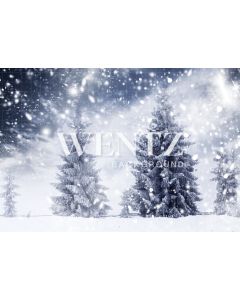 Photography Background in Fabric Pine Trees with Snow / Backdrop 777