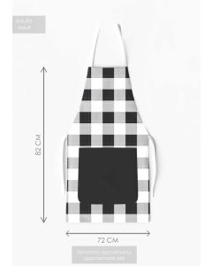 Kit 4 Christmas Family Aprons with Pocket Plaid Black and White / AW01