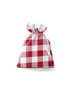 Red and White Plaid Decorative Christmas Bag With String / WS12