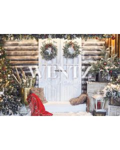 Photography Background in Fabric Rustic House With Christmas Decorations / Backdrop 2353