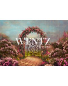 Photography Background in Fabric Enchanted Garden with Gate / Backdrop CW125
