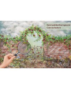 Photography Background in Fabric Garden with Gate / Backdrop CW127