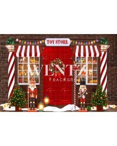Photography Background in Fabric Christmas Toy Store / Backdrop CW165