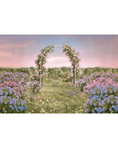Photography Background in Fabric Garden with Flower Arch / Backdrop CW171