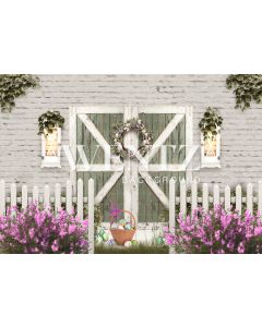 Photography Background in Fabric Door with Flowers / Backdrop CW95