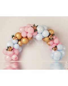 Photography Background in Fabric Scenarios Pink Blue and Gold Balloon / Backdrop 2096
