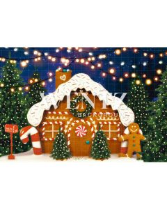 Photography Background in Fabric Christmas Gingerbread House / Backdrop 2301