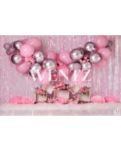 Photography Background in Fabric Cake Smash Pink and Silver / Backdrop 2277