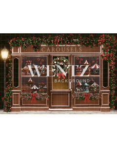 Photography Background in Fabric Christmas Carousel Shop / Backdrop 2324