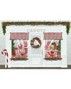 Photography Background in Fabric Christmas Candy Shop / Backdrop 2323