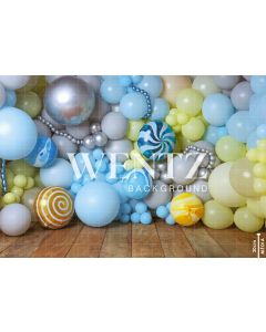 Photography Background in Fabric Cake Smash Blue and Yellow / Backdrop 2368