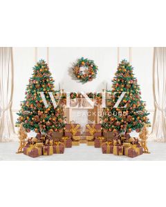 Photography Background in Fabric Golden Christmas Room / Backdrop 2331