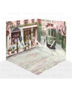 Photography Background in Fabric Cherry Blossom Streetcar in Paris Scenario 3D / WTZ119