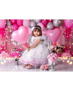 Photography Background in Fabric Scenarios Pink and Silver Balloon / Backdrop 2076