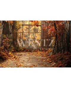 Photography Background in Fabric Fall Scenery with Window 2024 / Backdrop 5933