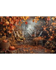 Photography Background in Fabric Autumn Garden 2024 / Backdrop 5938