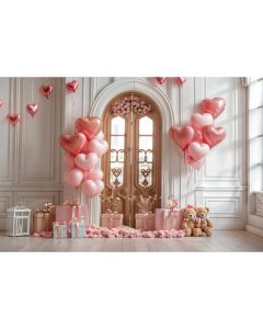 Photography Background in Fabric Valentine's Day with Balloons 2024 / Backdrop 5993