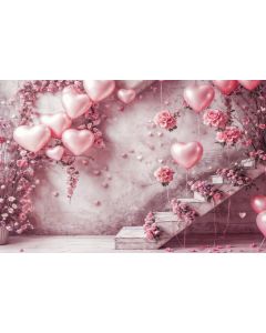 Photography Background in Fabric Valentine's Day with Ladder 2024 / Backdrop 6054